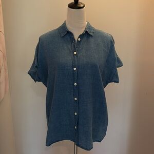 Madewell denim color cotton/linen blend blouse